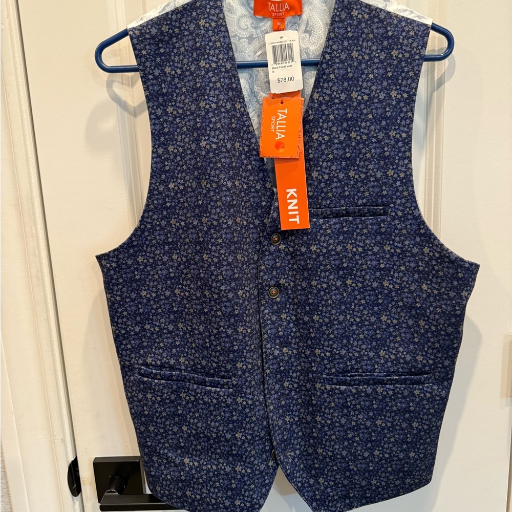 Tallia Men's Navy Floral Knit Vest